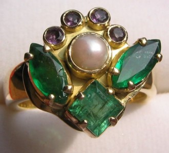 Gold Ring with Emeralds