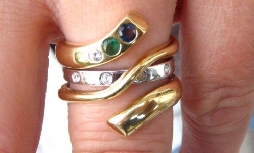 Gold and Silver rings with Diamonds